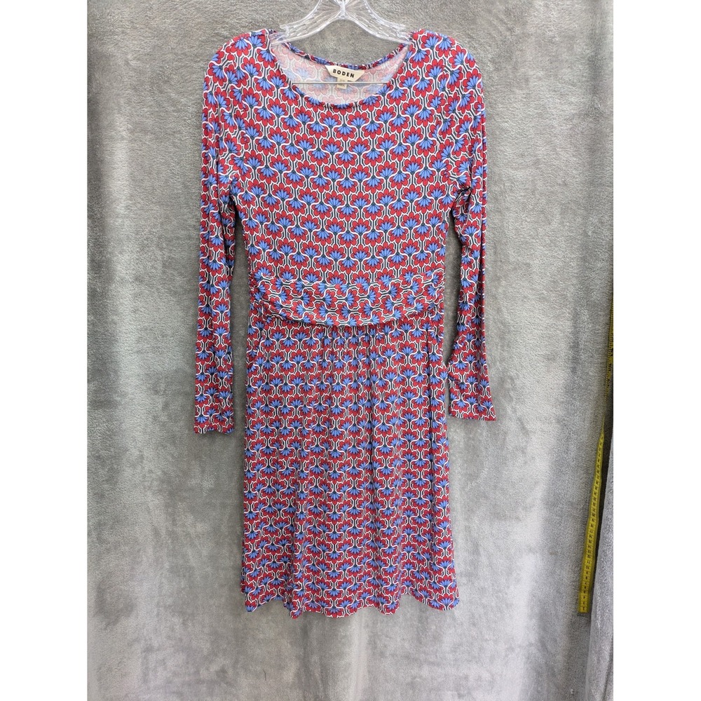 Boden Dress Women's 6 Petite Colorful Mid Century Retro Mod Floral Long Sleeve‎